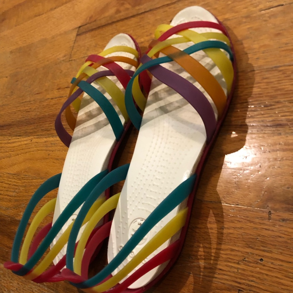 Crocs Womens Size 9 Isabella Huarache Sandal Rainbow Jelly Rubber